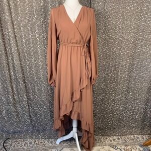 Joyfolie Mia Joy Maxi Dress Terracotta Boho Ruffled Cottagecore Women's‎ Small